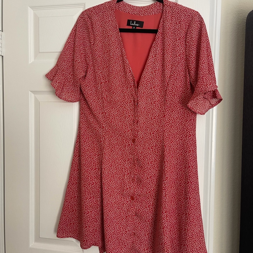 Lulu's Red Patterned Blouse